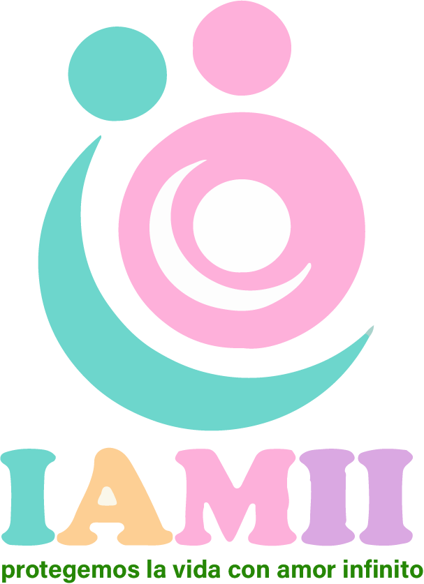 El logo de la estrategia IAMII (Instituciones Amigas de la Mujer y la Infancia Integral), con el lema "protegemos la vida con amor infinito"