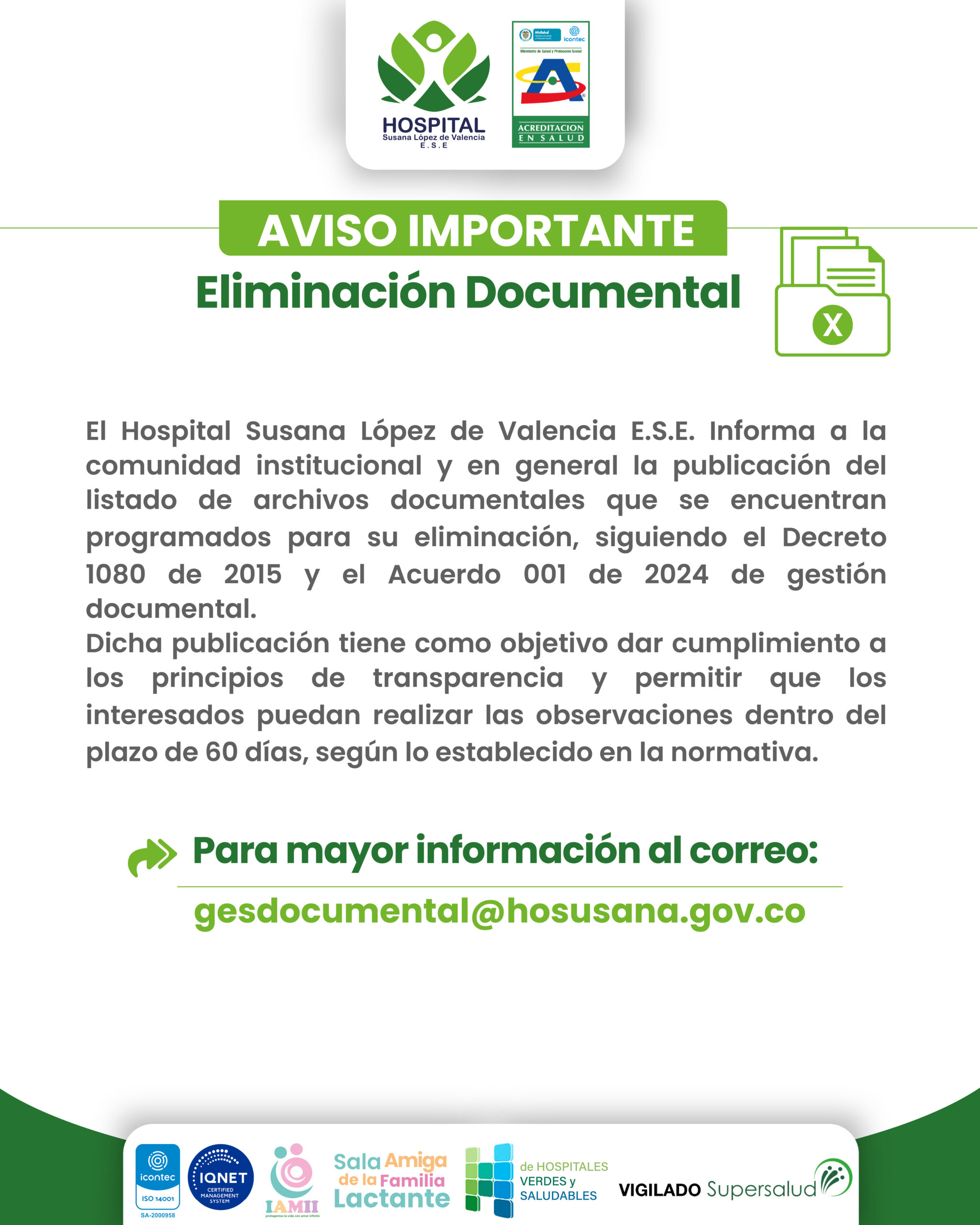 Imagen muestra informacion acerca de la eliminacion de documentos